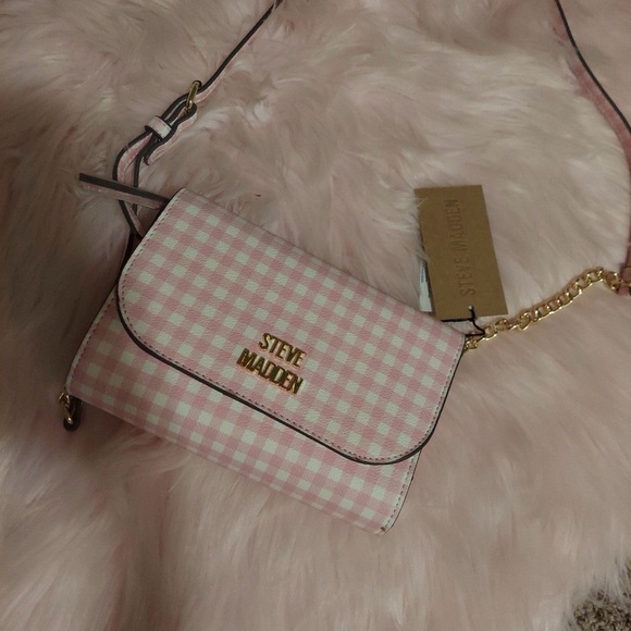 Steve Madden Pink Gingham Crossbody Bag - Picture 3 of 4